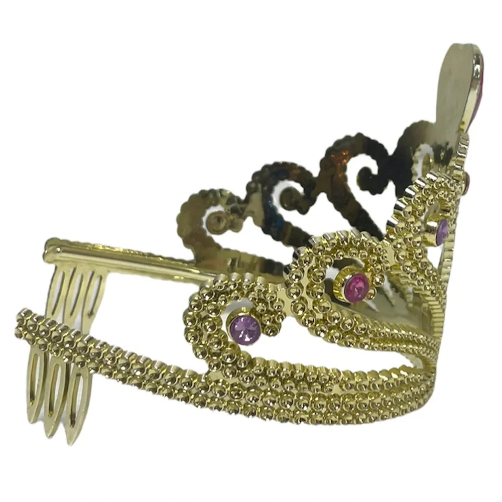 Princess Crown Tiara Girls Fairytale Castle Dress Up Costume Gold Gemstone Jewel